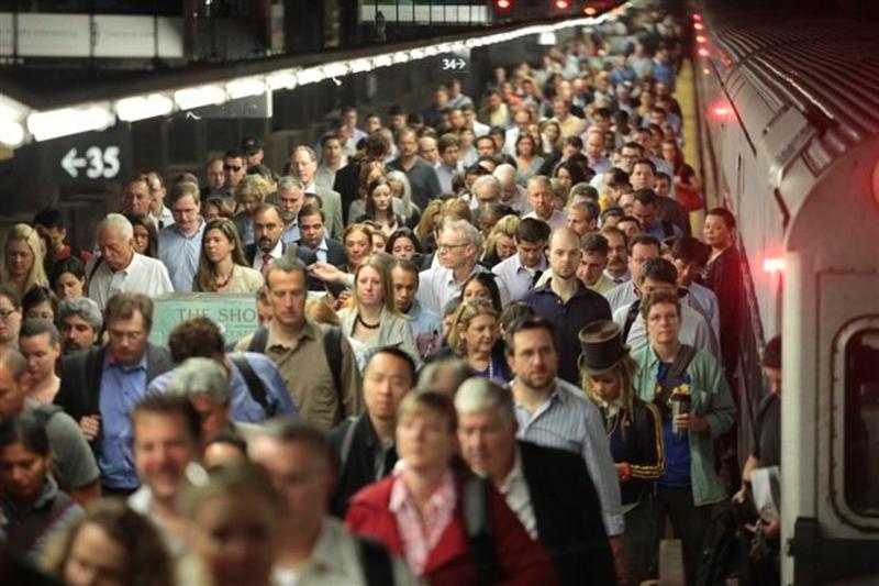 Crowded train platform